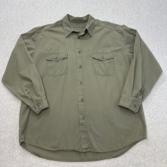Levi's Shirt Mens XL Button Up Two Horse Brand Army Green Long Sleeves Collared - Picture 1 of 8